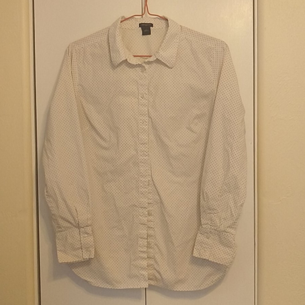 Ann Taylor Polka Dot Oxford Style Shirt